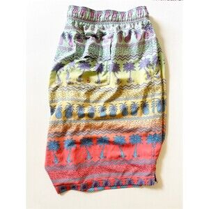 Caribbean Pineapple palm Tree Tropical Swim Trunks